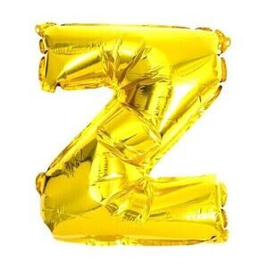Letter Z Gold Foil Balloon 14" H with Inflating Straw & String Birthday Party